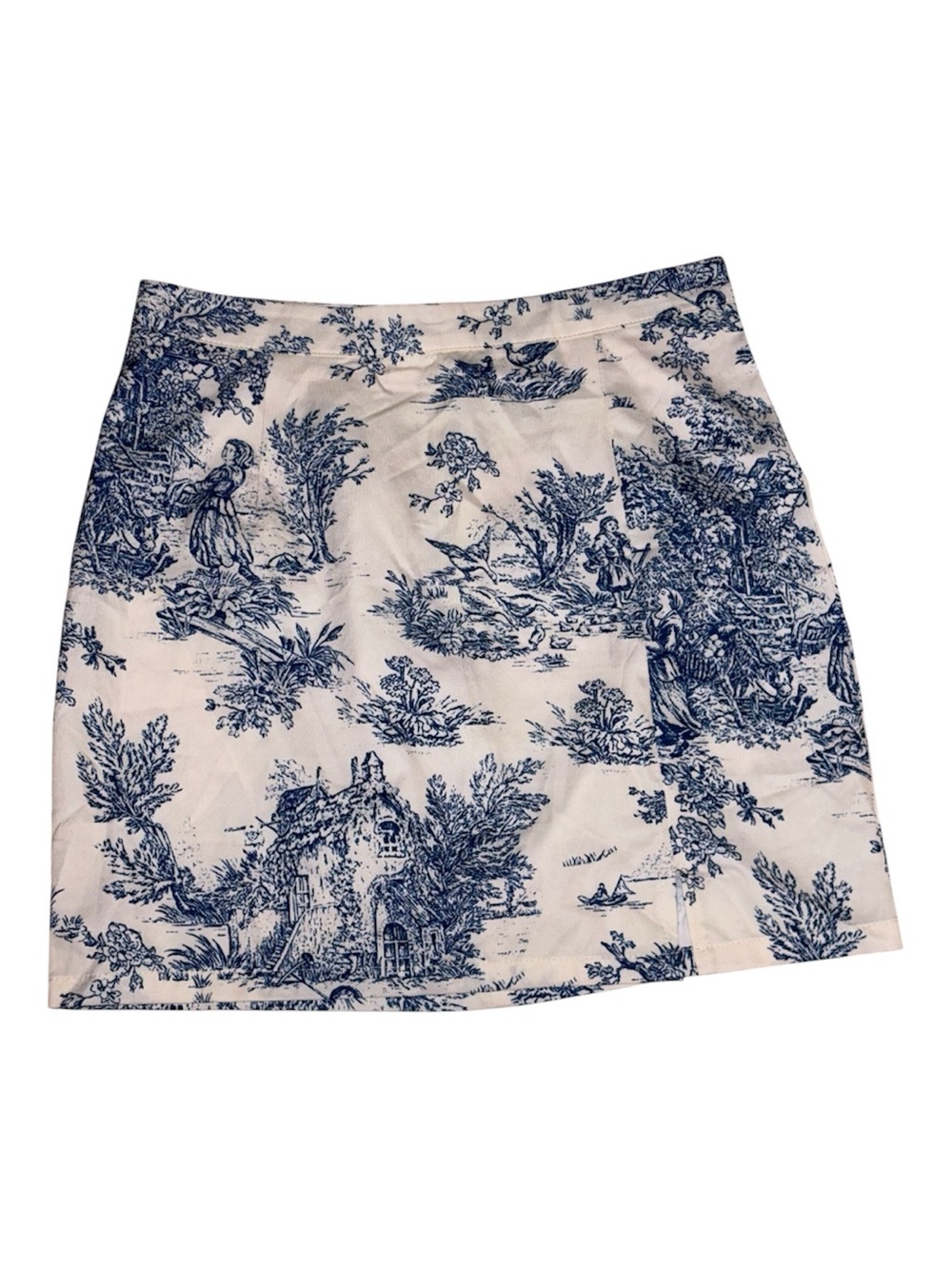 Cider Blue and White Toile Mini Skirt- M
